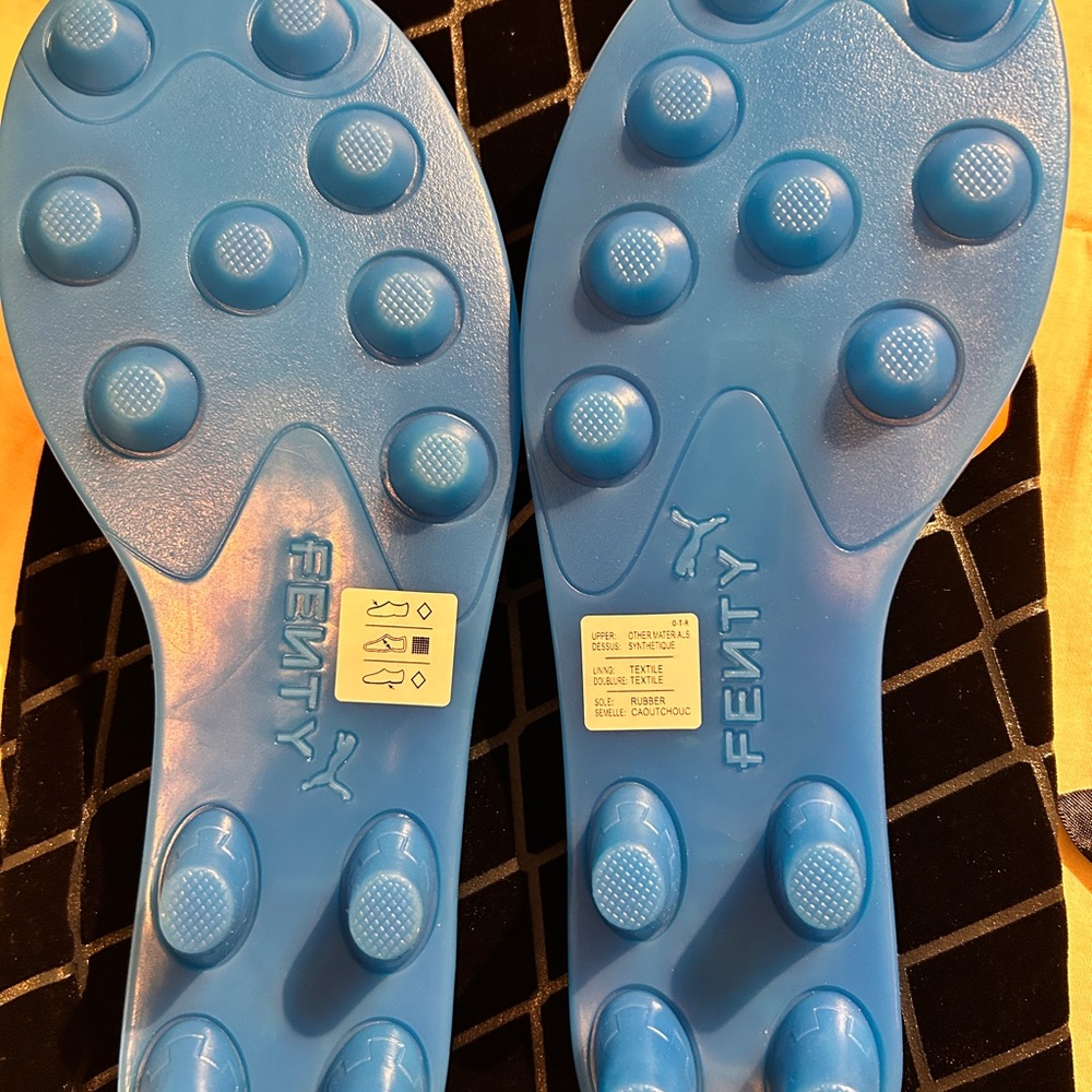 Puma Fenty Vibrant Orange and Blue Slides - Picture 3 of 5
